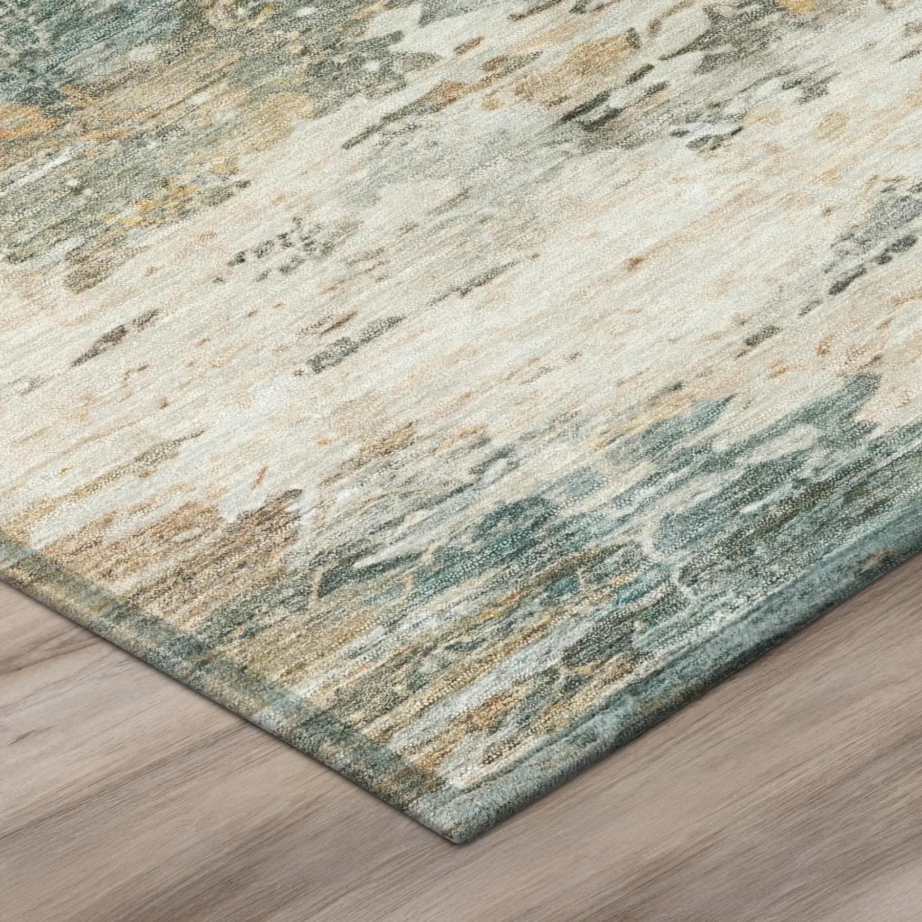 3' X 5' Teal Blue And Beige Abstract Washable Indoor Outdoor Area Rug Homeroots Outdoor