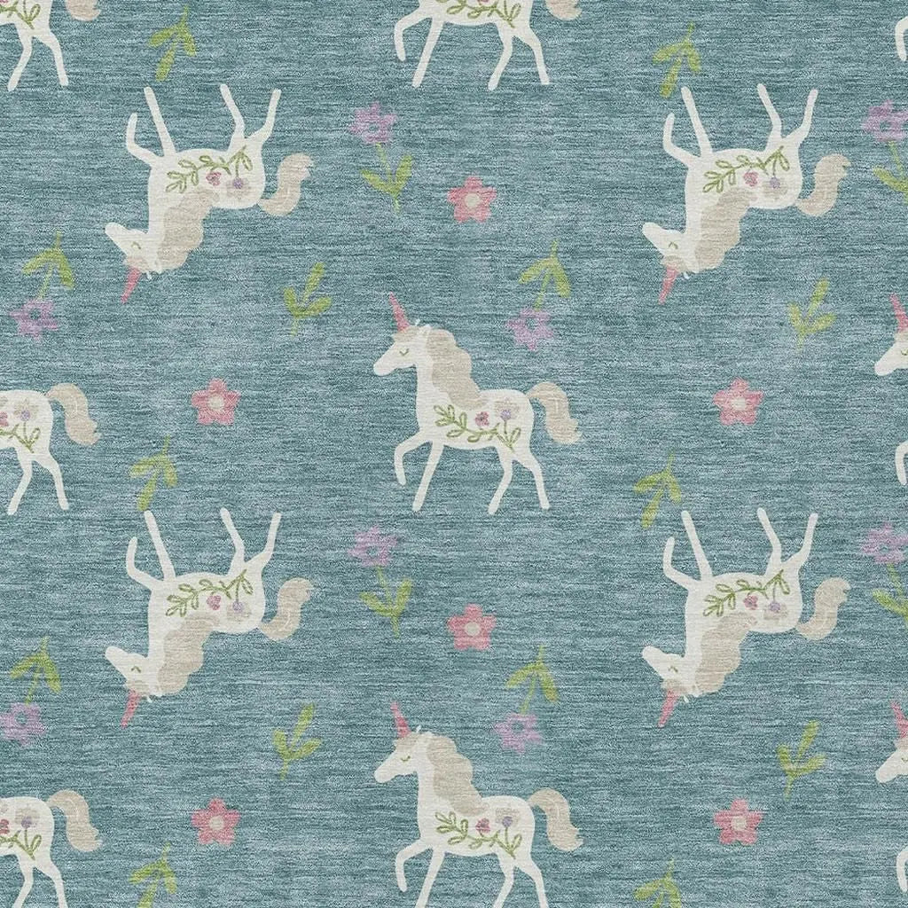 3' X 5' Teal Blue And Beige Floral Washable Indoor Outdoor Area Rug Homeroots Outdoor