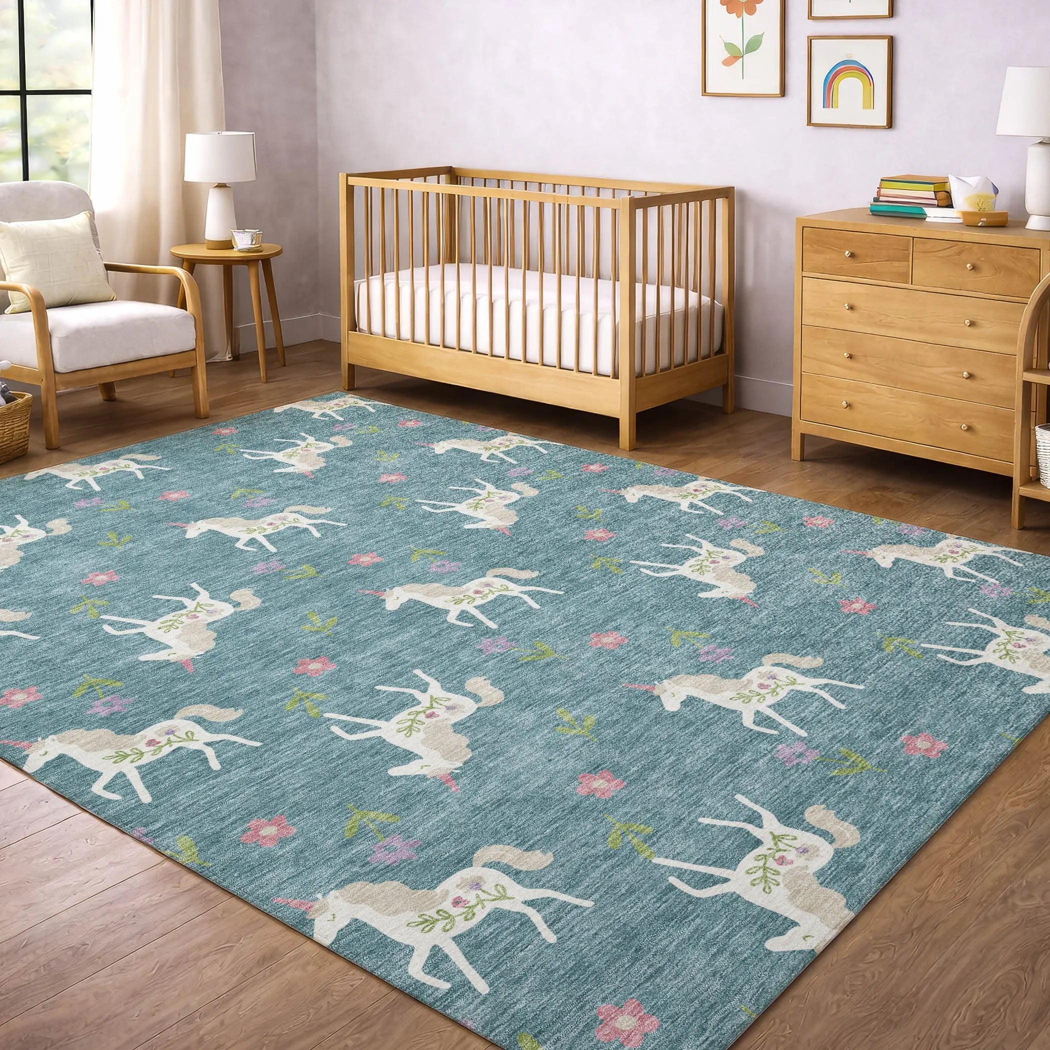 3' X 5' Teal Blue And Beige Floral Washable Indoor Outdoor Area Rug Homeroots Outdoor