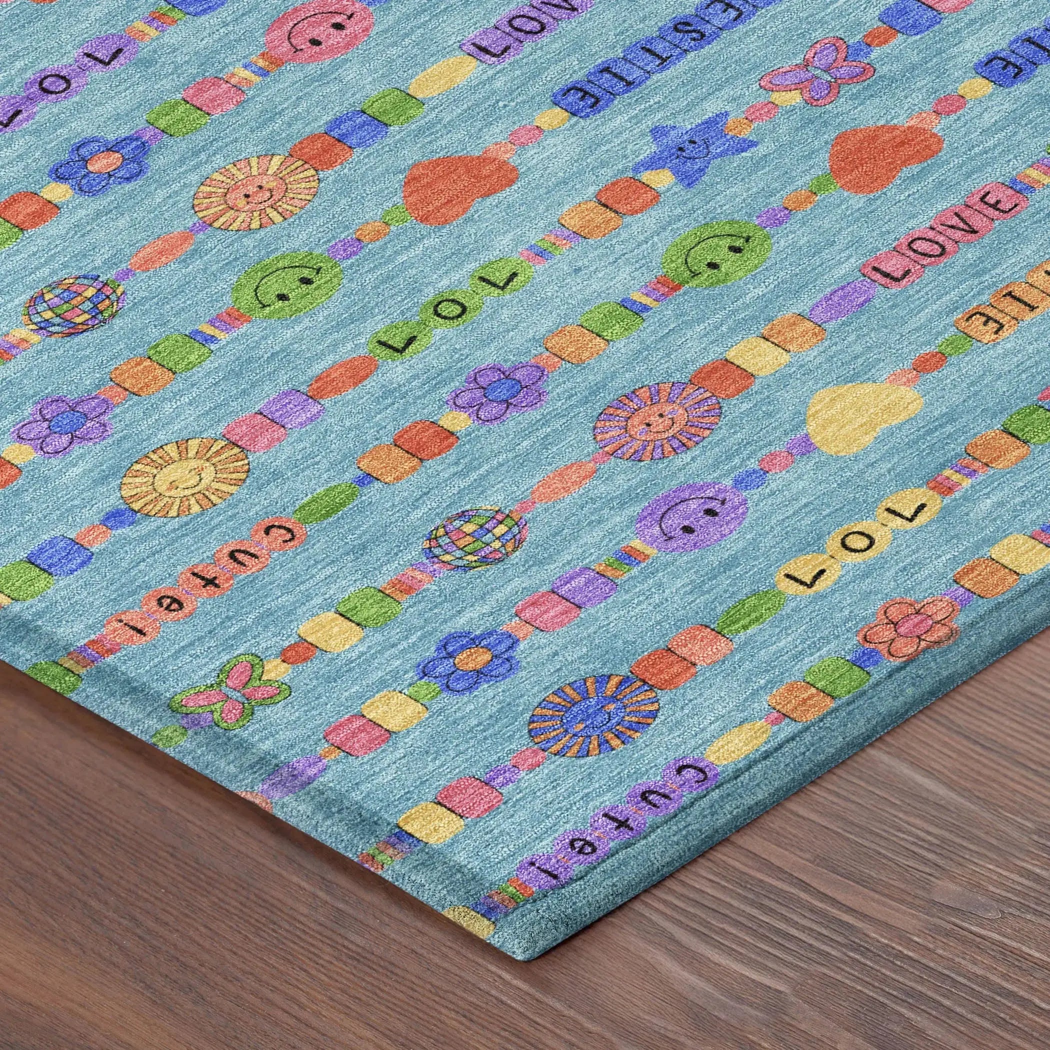 3' X 5' Teal Blue And Beige Geometric Washable Indoor Outdoor Area Rug Homeroots Outdoor