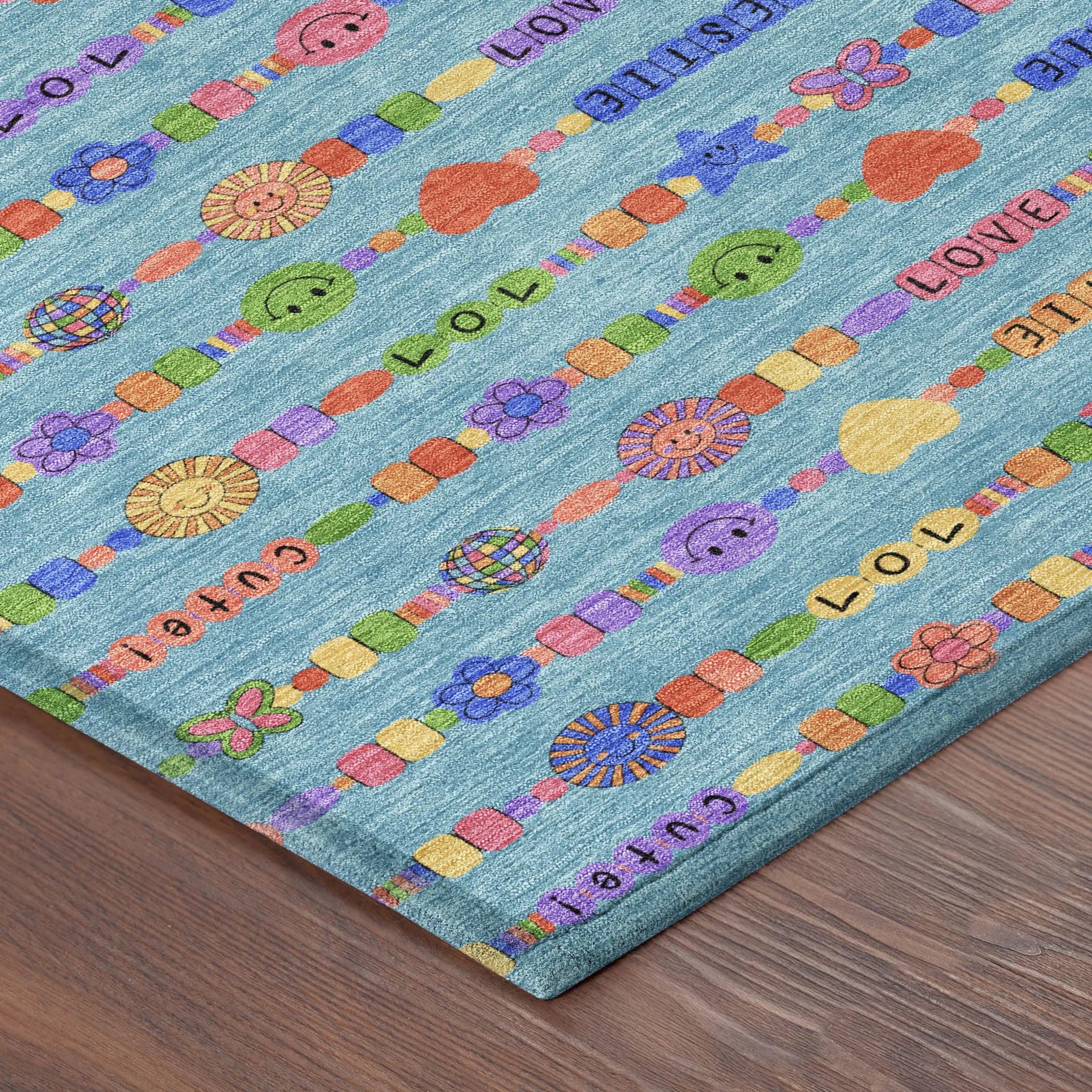 3' X 5' Teal Blue And Beige Geometric Washable Indoor Outdoor Area Rug Homeroots Outdoor