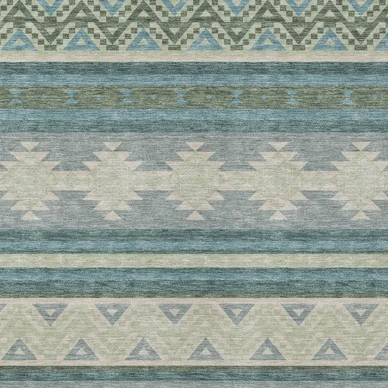 3' X 5' Teal Blue And Beige Southwestern Washable Indoor Outdoor Area Rug Homeroots Outdoor
