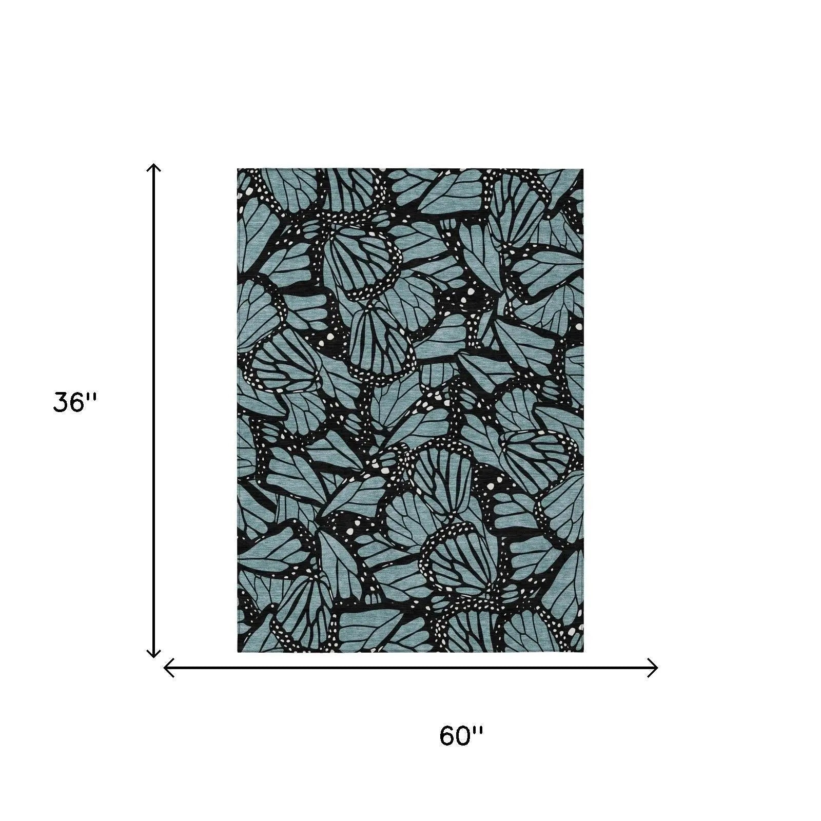 3' X 5' Teal Blue And Black Animal Print Washable Indoor Outdoor Area Rug Homeroots Outdoor