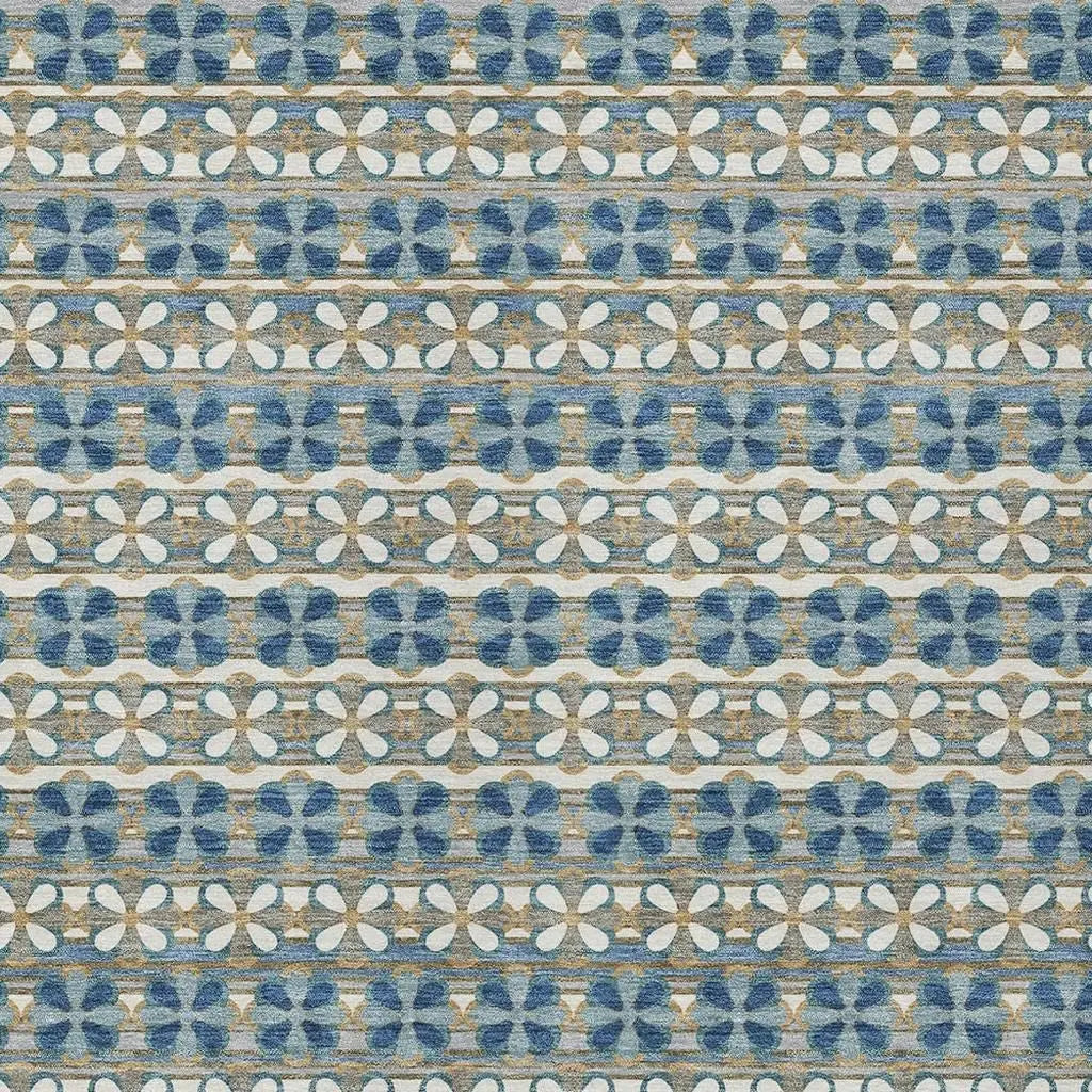3' X 5' Teal Blue And Black Striped Washable Indoor Outdoor Area Rug Homeroots Outdoor