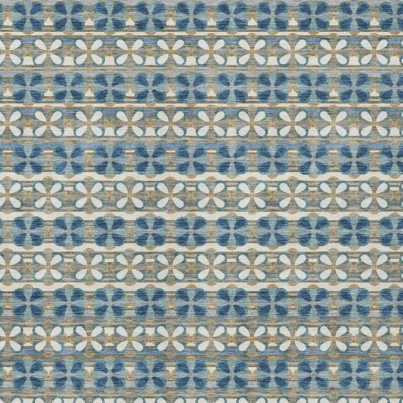 3' X 5' Teal Blue And Black Striped Washable Indoor Outdoor Area Rug Homeroots Outdoor