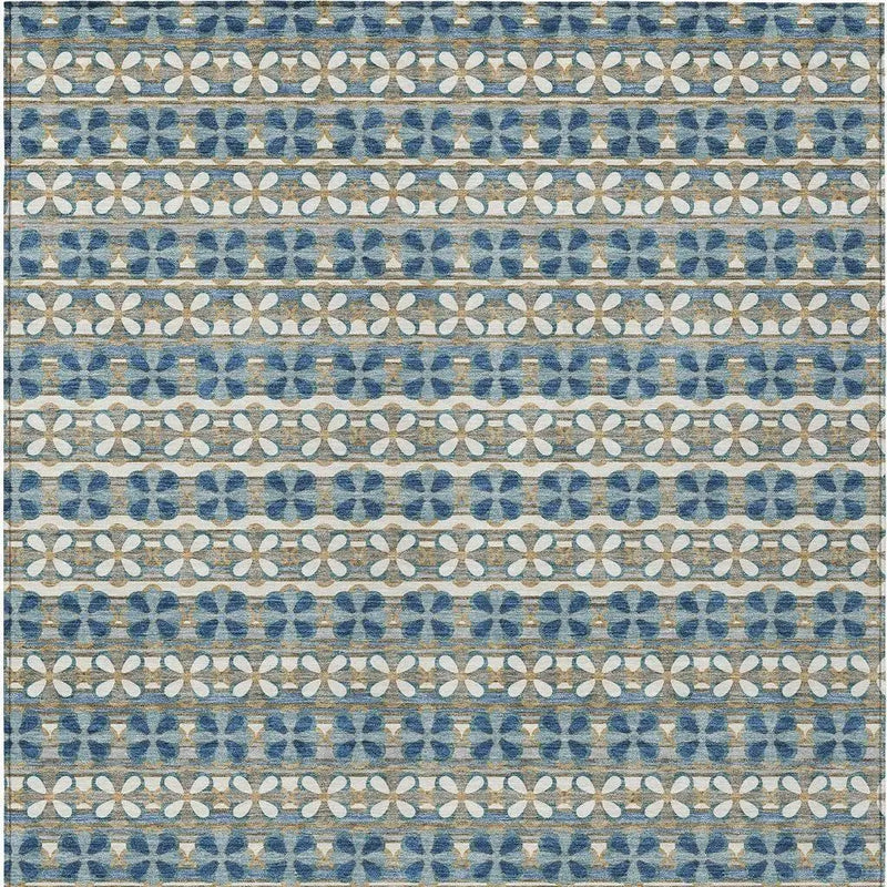 3' X 5' Teal Blue And Black Striped Washable Indoor Outdoor Area Rug Homeroots Outdoor