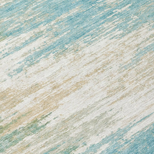 3' X 5' Teal Blue And Blue Abstract Washable Indoor Outdoor Area Rug Homeroots Outdoor