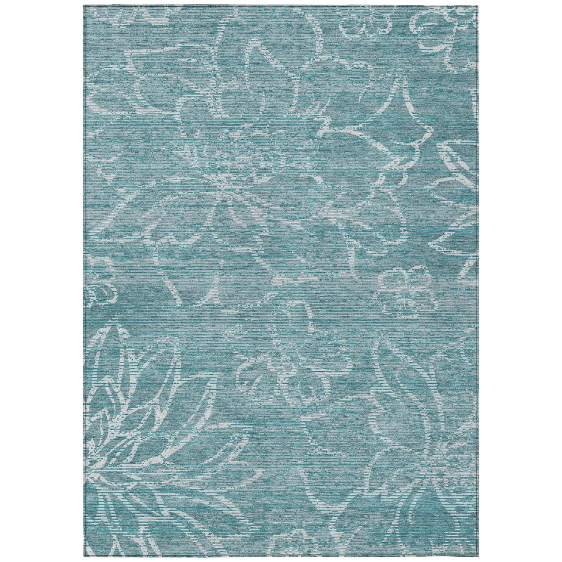 3' X 5' Teal Blue And Blue Floral Washable Indoor Outdoor Area Rug Homeroots Outdoor