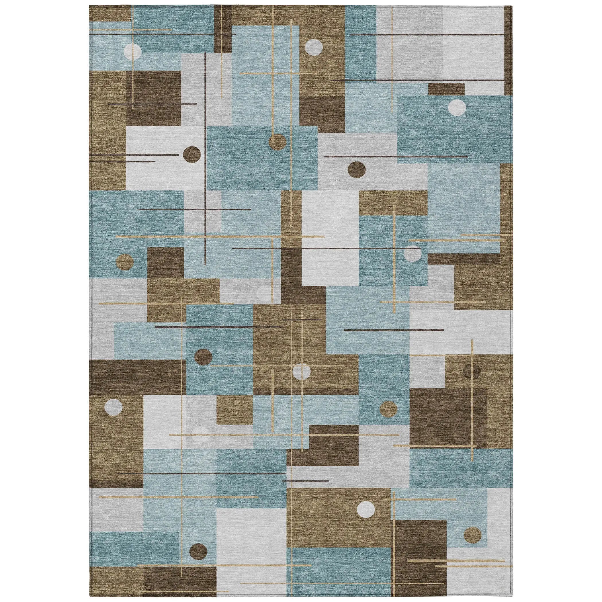 3' X 5' Teal Blue And Blue Geometric Washable Indoor Outdoor Area Rug Homeroots Outdoor