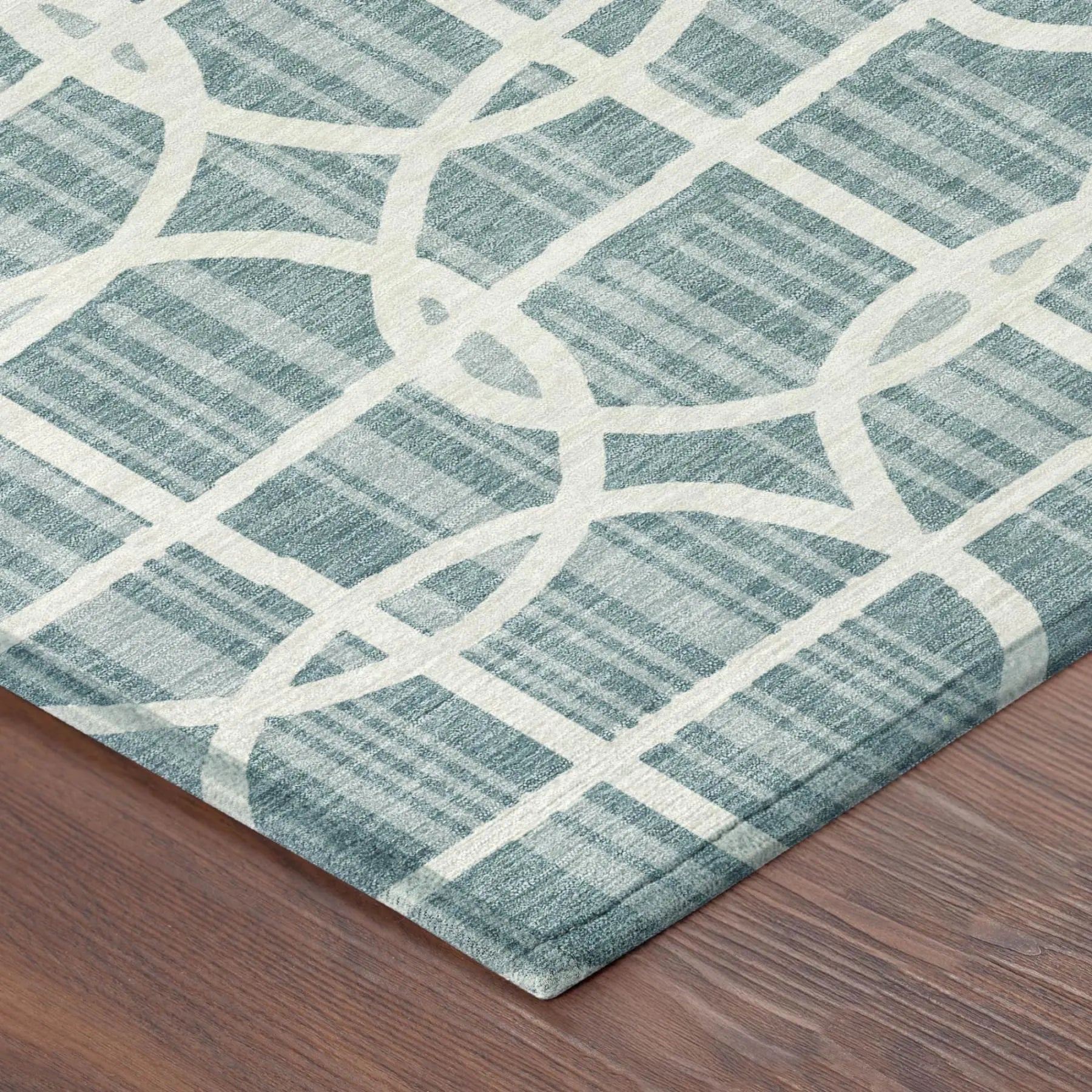 3' X 5' Teal Blue And Blue Geometric Washable Indoor Outdoor Area Rug Homeroots Outdoor