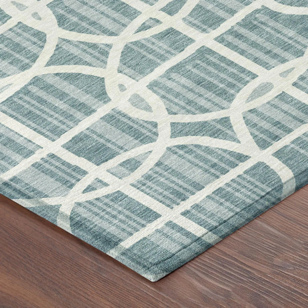 3' X 5' Teal Blue And Blue Geometric Washable Indoor Outdoor Area Rug Homeroots Outdoor