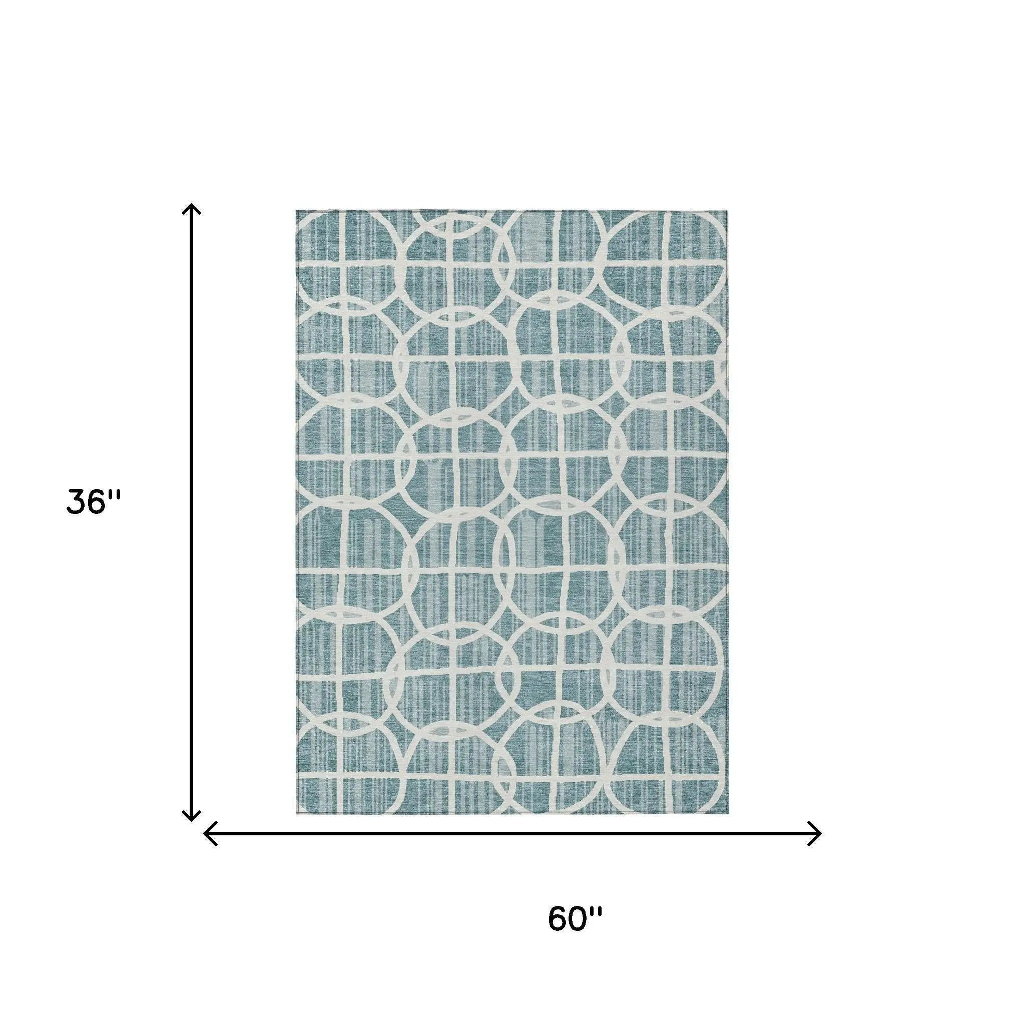 3' X 5' Teal Blue And Blue Geometric Washable Indoor Outdoor Area Rug Homeroots Outdoor