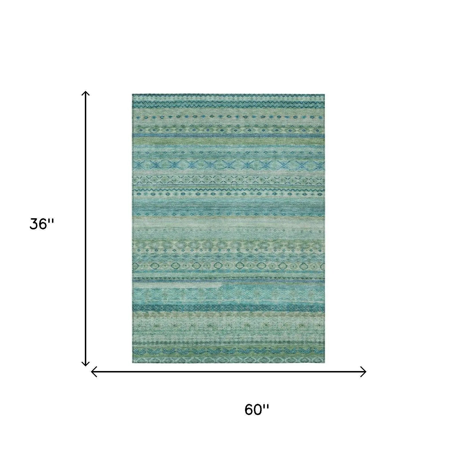3' X 5' Teal Blue And Blue Striped Washable Indoor Outdoor Area Rug Homeroots Outdoor
