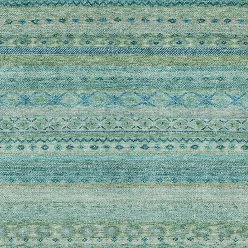 3' X 5' Teal Blue And Blue Striped Washable Indoor Outdoor Area Rug Homeroots Outdoor