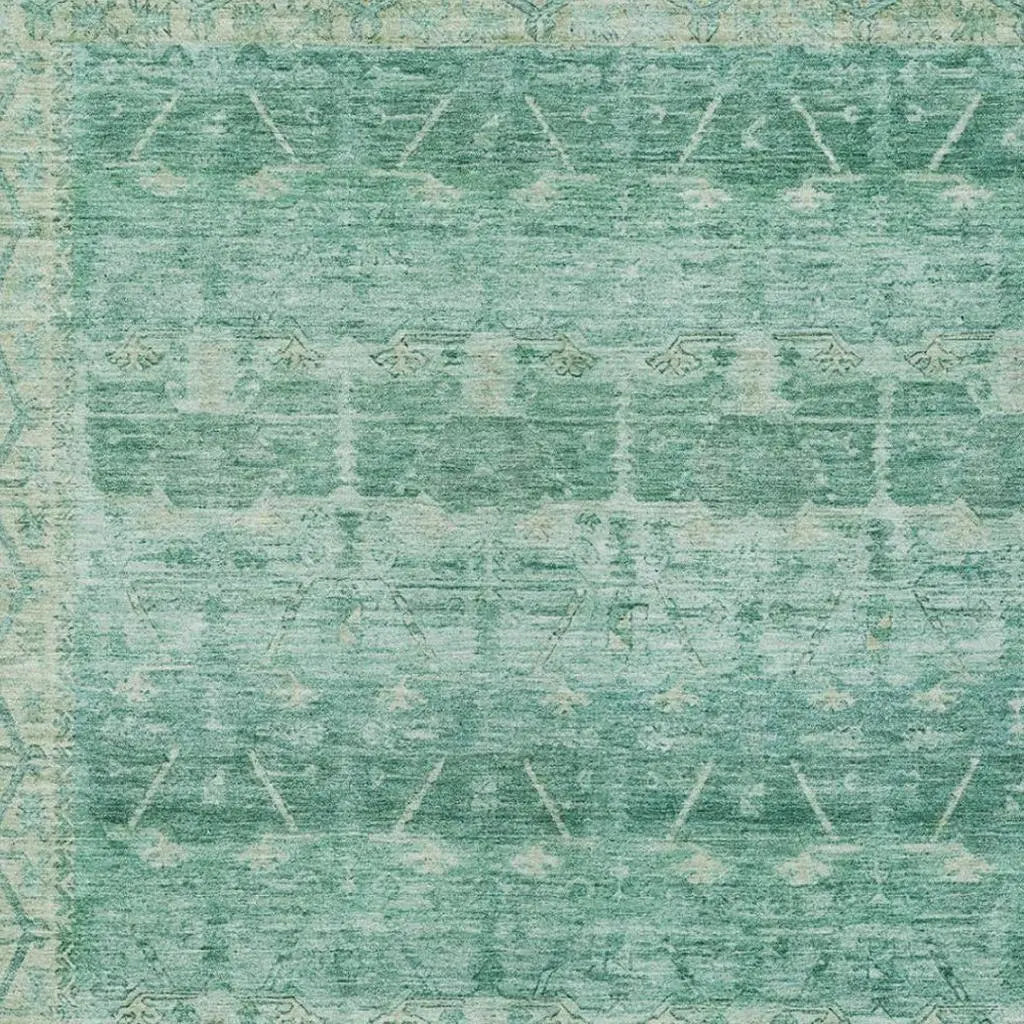 3' X 5' Teal Blue And Blue Tribal Washable Indoor Outdoor Area Rug Homeroots Outdoor