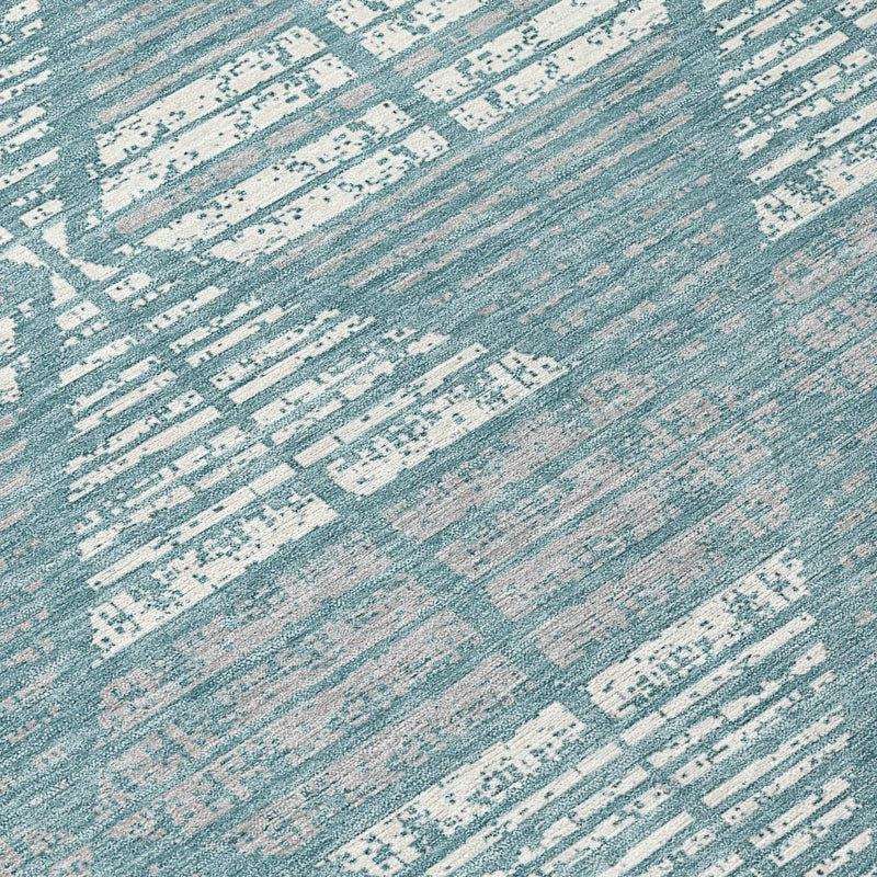 3' X 5' Teal Blue And Brown Geometric Washable Indoor Outdoor Area Rug Homeroots Outdoor
