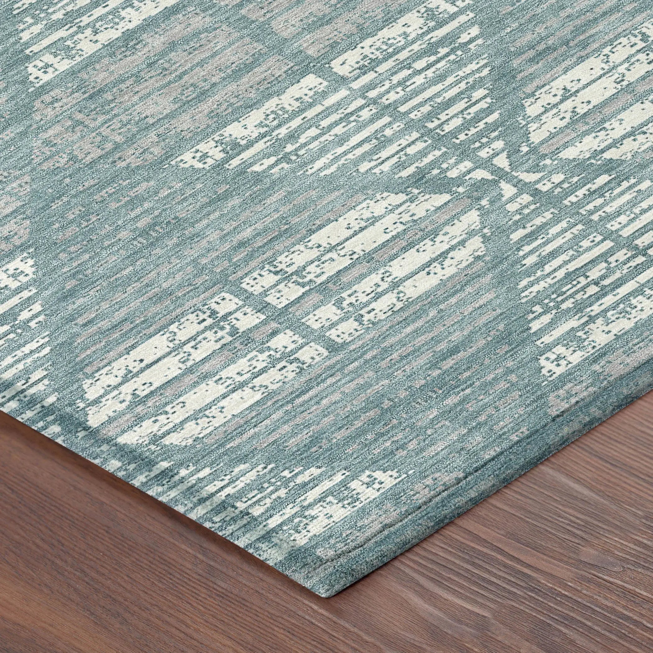 3' X 5' Teal Blue And Brown Geometric Washable Indoor Outdoor Area Rug Homeroots Outdoor