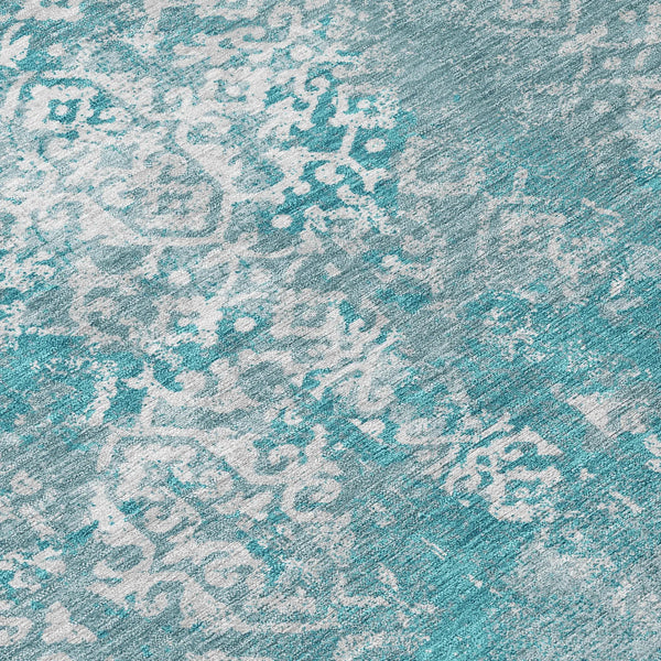 3' X 5' Teal Blue And Brown Oriental Washable Indoor Outdoor Area Rug Homeroots Outdoor
