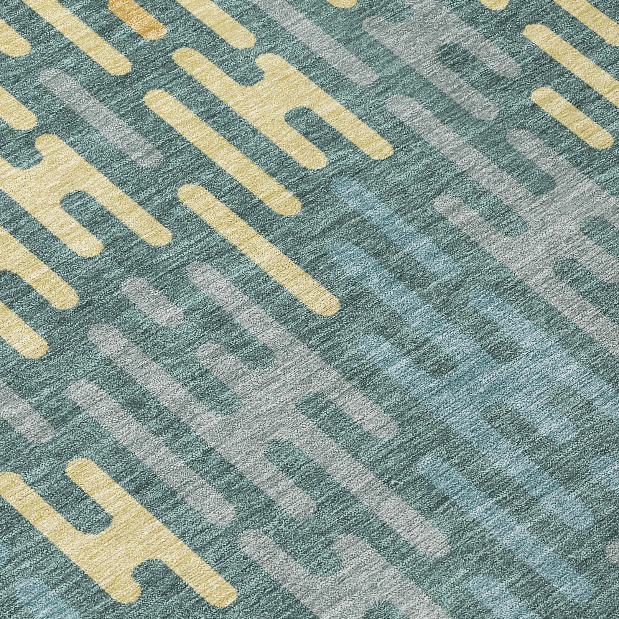 3' X 5' Teal Blue And Copper Abstract Washable Indoor Outdoor Area Rug Homeroots Outdoor