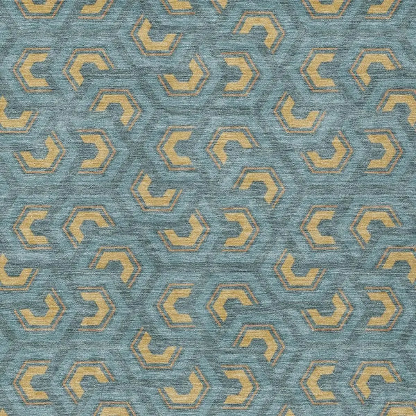 3' X 5' Teal Blue And Copper Geometric Washable Indoor Outdoor Area Rug Homeroots Outdoor