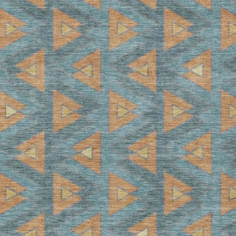 3' X 5' Teal Blue And Copper Geometric Washable Indoor Outdoor Area Rug Homeroots Outdoor