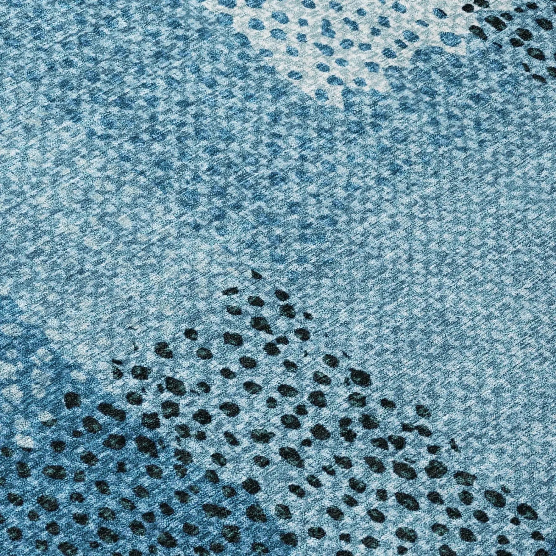 3' X 5' Teal Blue And Denim Blue Abstract Washable Indoor Outdoor Area Rug Homeroots Outdoor