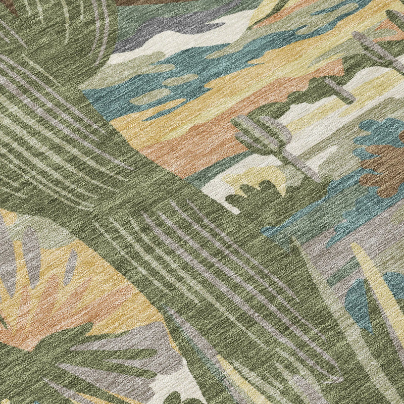 3' X 5' Teal Blue And Gold Trees Washable Indoor Outdoor Area Rug Homeroots Outdoor
