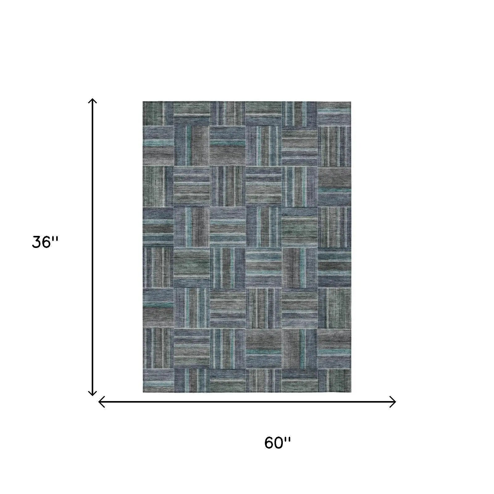 3' X 5' Teal Blue And Graphite Geometric Washable Indoor Outdoor Area Rug Homeroots Outdoor