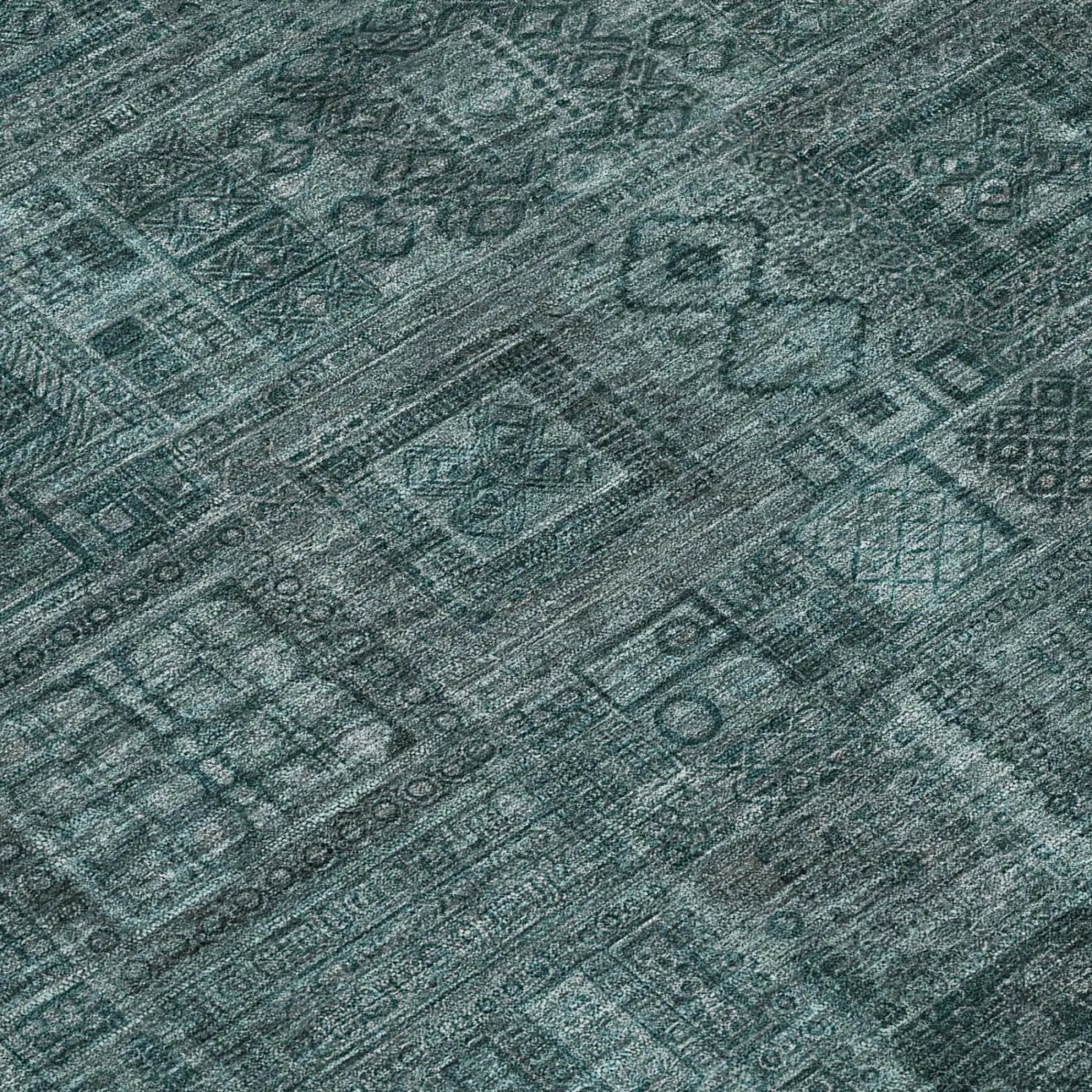 3' X 5' Teal Blue And Graphite Oriental Washable Indoor Outdoor Area Rug Homeroots Outdoor