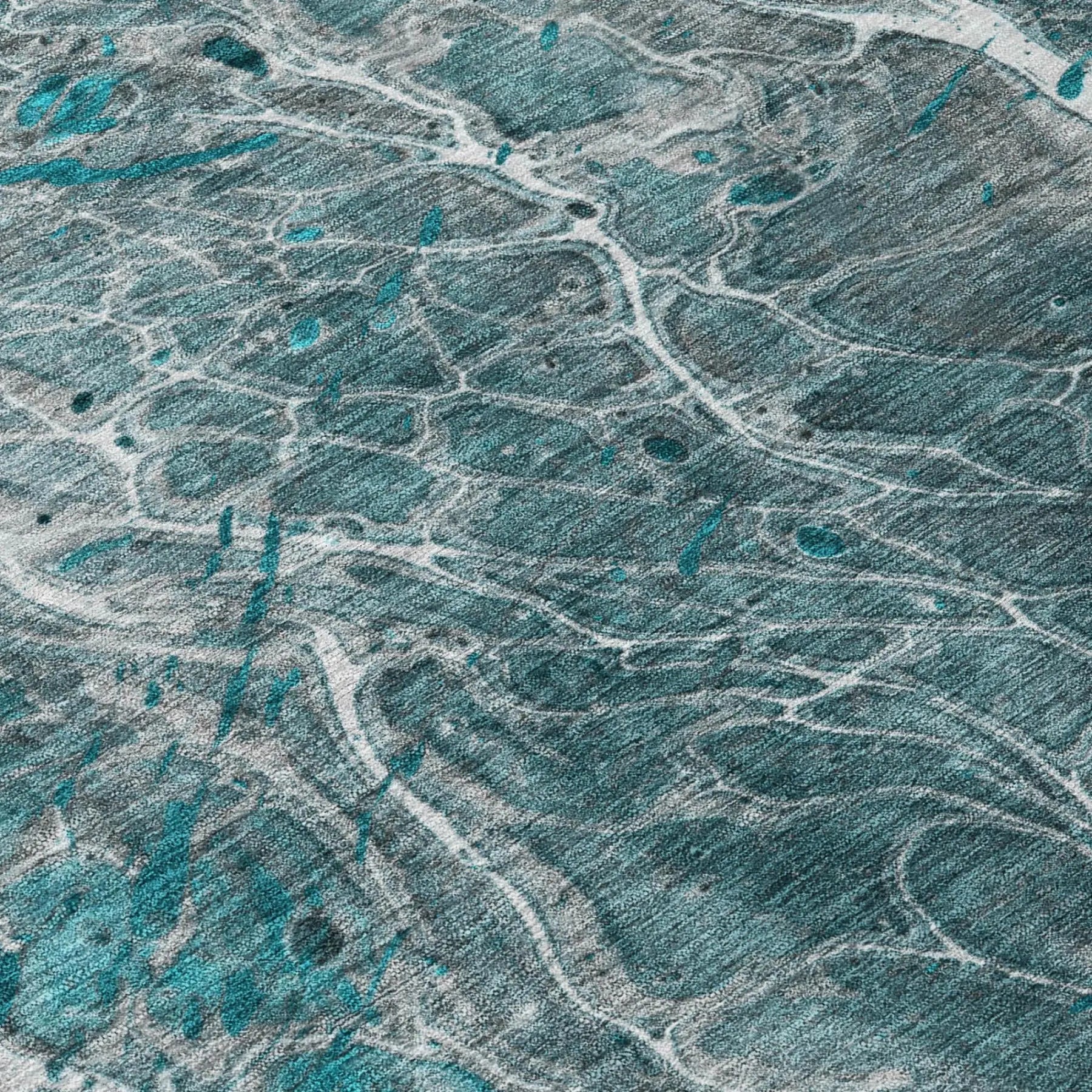 3' X 5' Teal Blue And Gray Abstract Washable Indoor Outdoor Area Rug Homeroots Outdoor