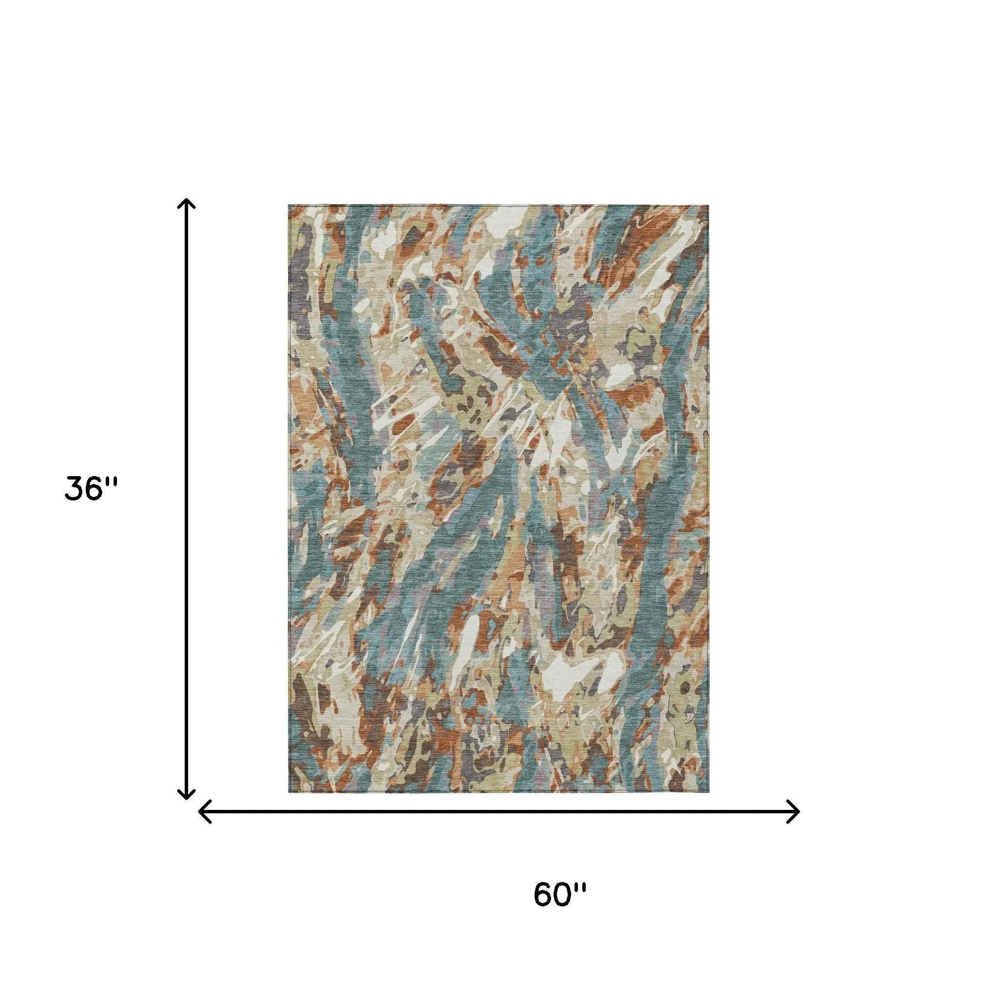 3' X 5' Teal Blue And Gray Abstract Washable Indoor Outdoor Area Rug Homeroots Outdoor