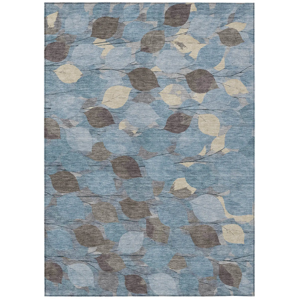 3' X 5' Teal Blue And Gray Floral Washable Indoor Outdoor Area Rug Homeroots Outdoor