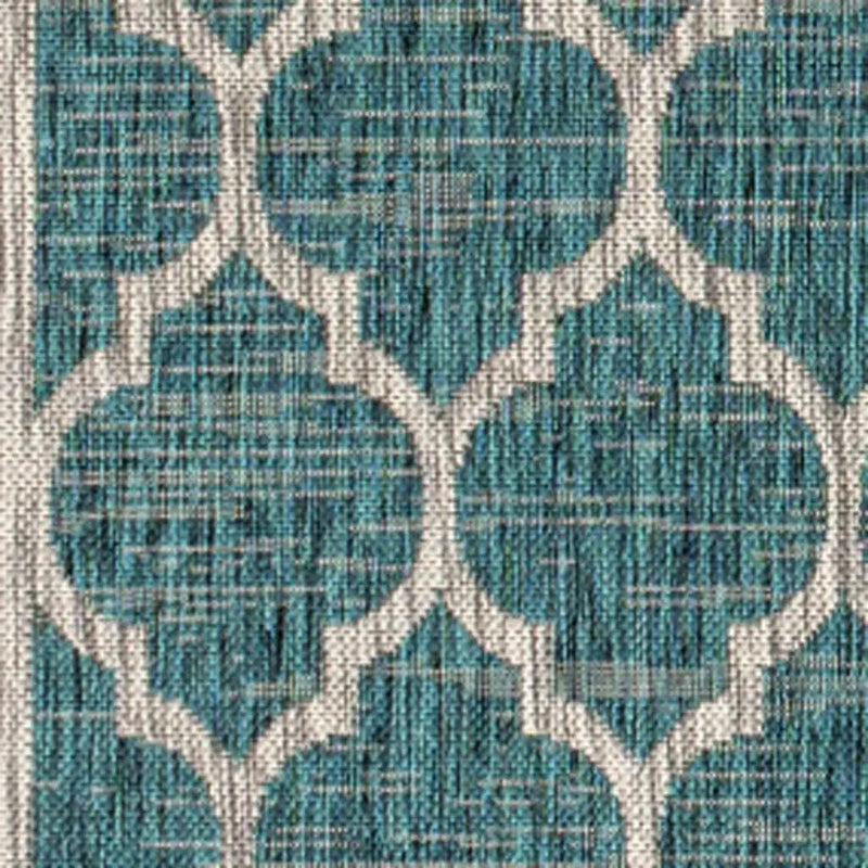 3' X 5' Teal Blue And Gray Geometric Indoor Outdoor Area Rug Homeroots Outdoor