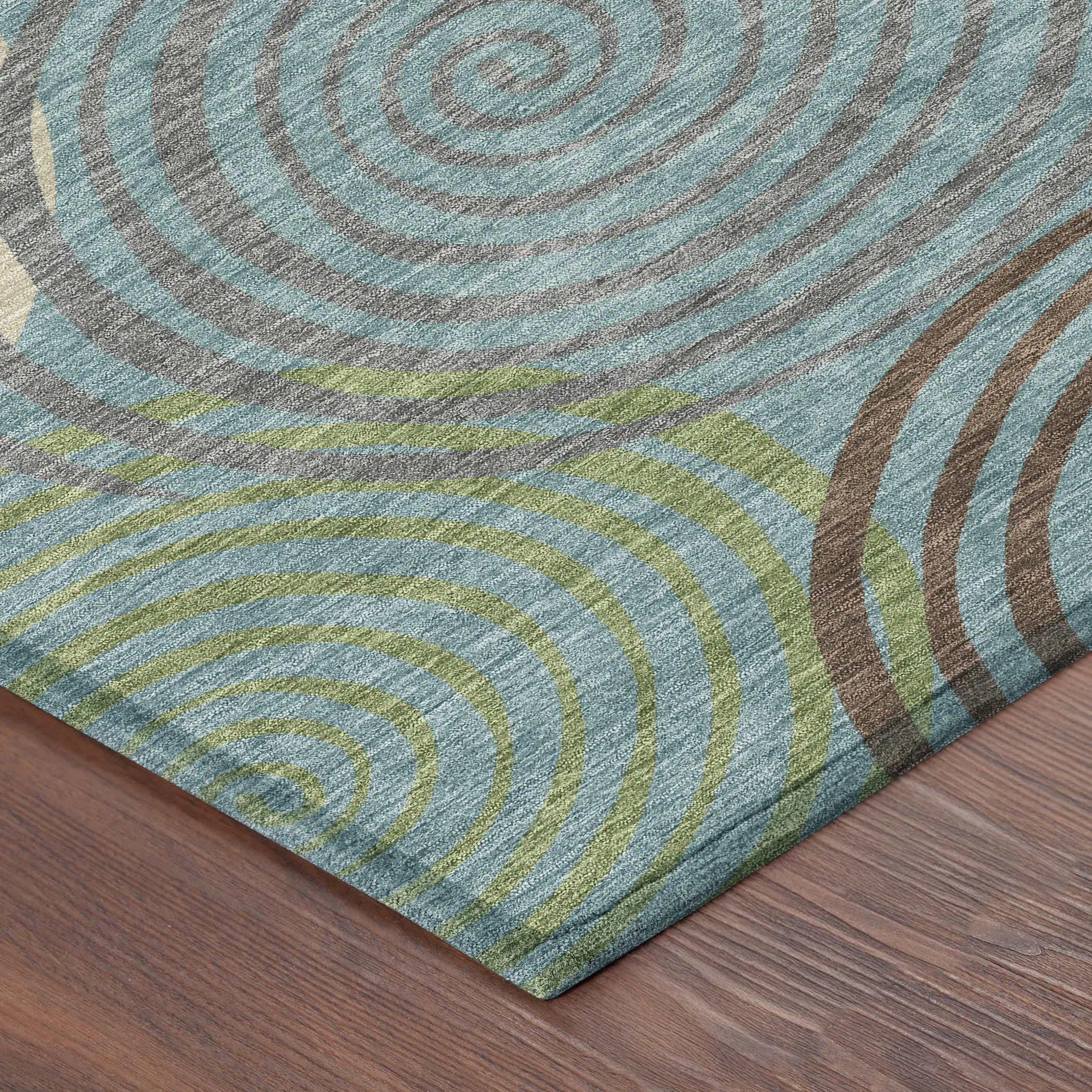 3' X 5' Teal Blue And Gray Geometric Washable Indoor Outdoor Area Rug Homeroots Outdoor