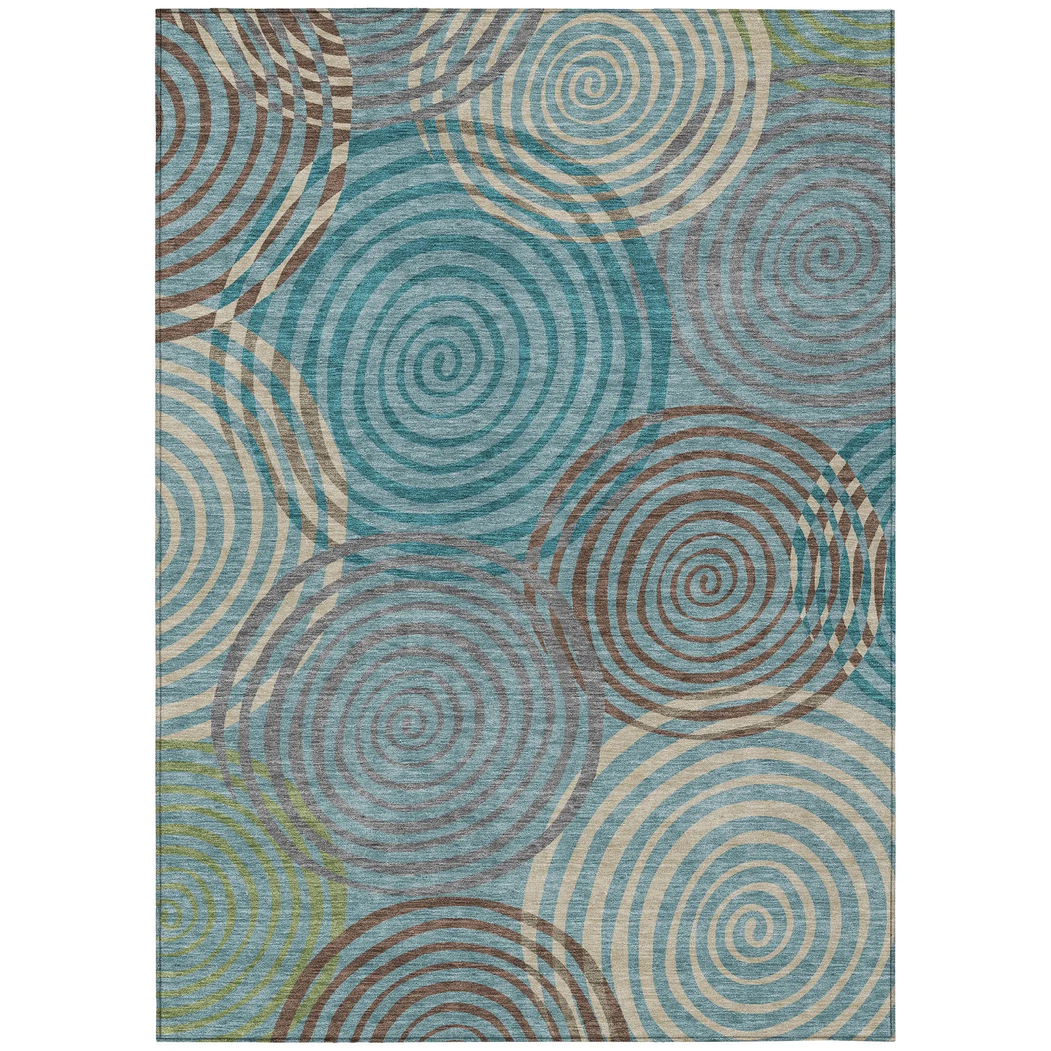 3' X 5' Teal Blue And Gray Geometric Washable Indoor Outdoor Area Rug Homeroots Outdoor