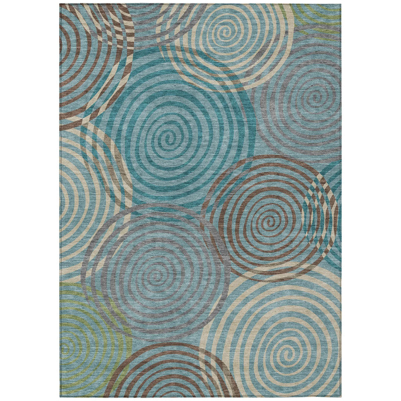 3' X 5' Teal Blue And Gray Geometric Washable Indoor Outdoor Area Rug Homeroots Outdoor