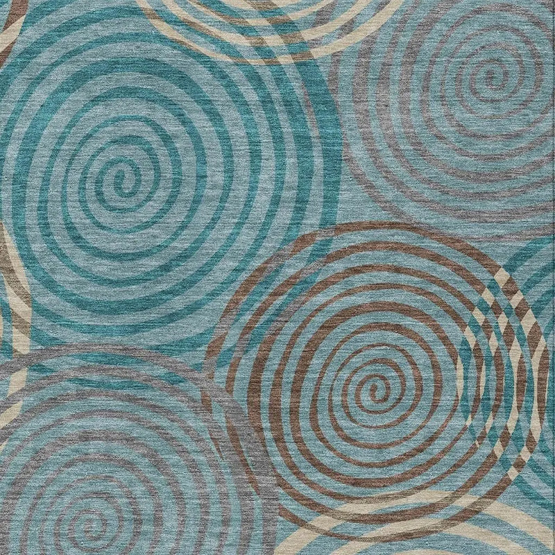 3' X 5' Teal Blue And Gray Geometric Washable Indoor Outdoor Area Rug Homeroots Outdoor
