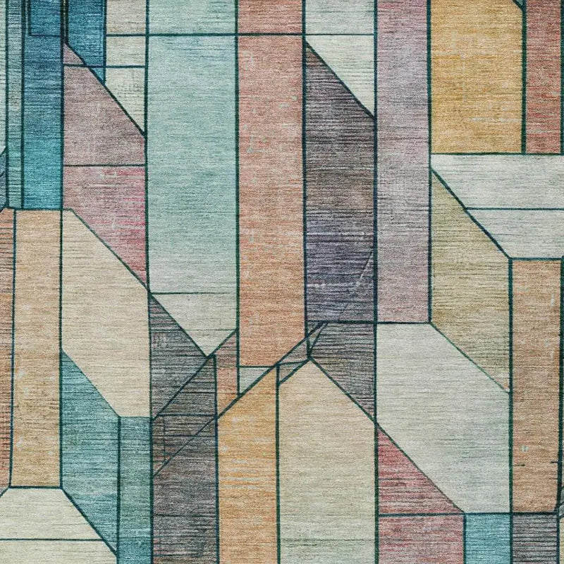 3' X 5' Teal Blue And Gray Geometric Washable Indoor Outdoor Area Rug Homeroots Outdoor