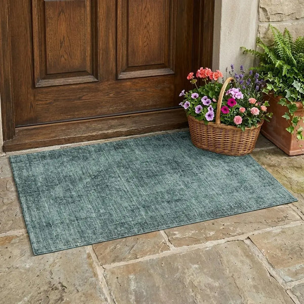 3' X 5' Teal Blue And Gray Oriental Washable Indoor Outdoor Area Rug Homeroots Outdoor