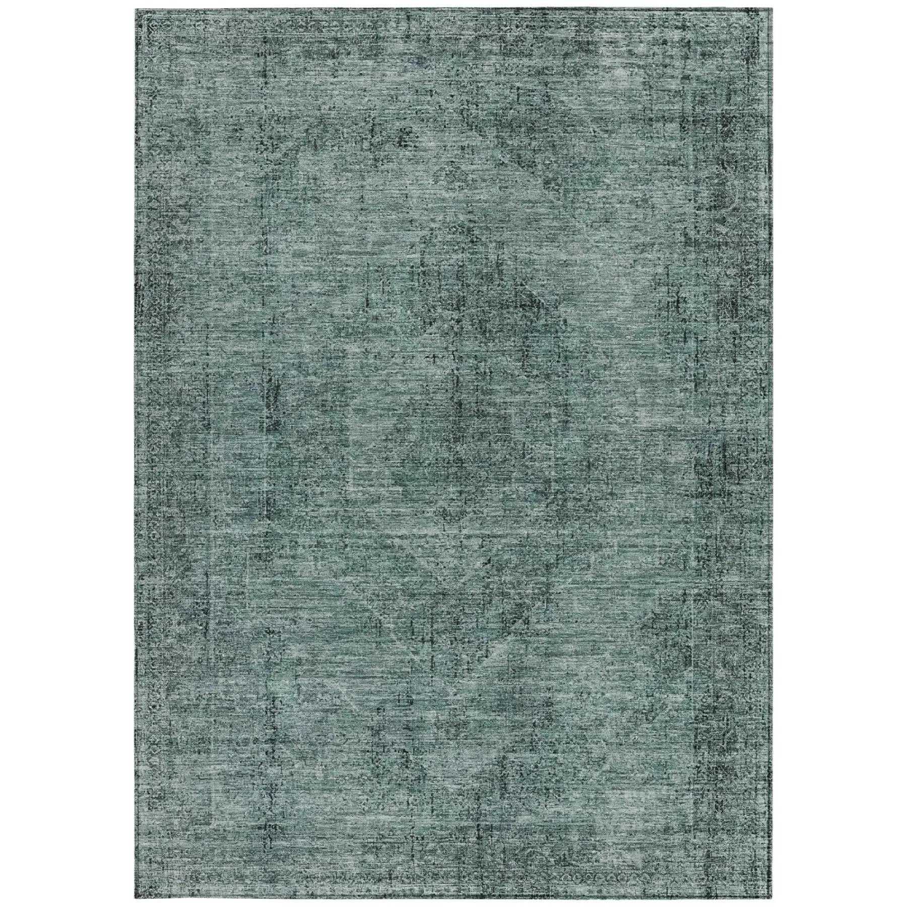 3' X 5' Teal Blue And Gray Oriental Washable Indoor Outdoor Area Rug Homeroots Outdoor