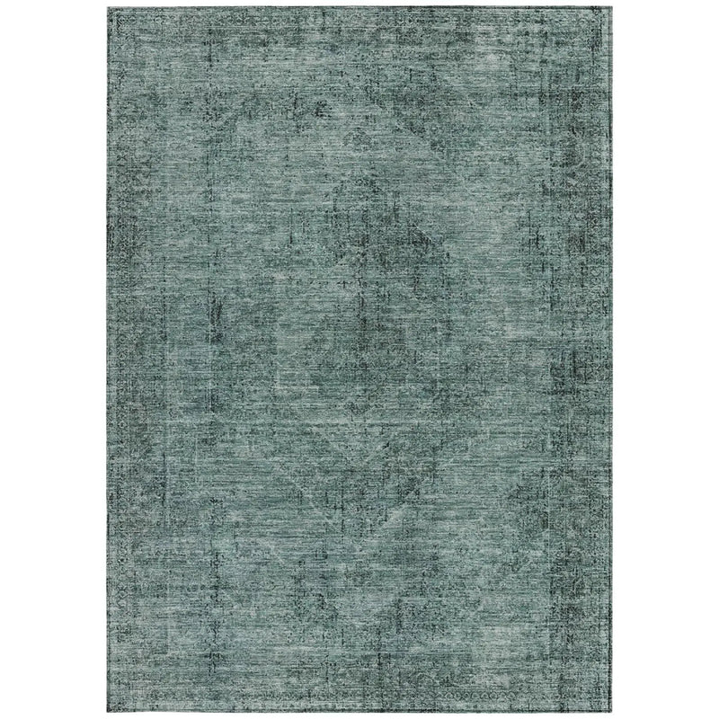 3' X 5' Teal Blue And Gray Oriental Washable Indoor Outdoor Area Rug Homeroots Outdoor