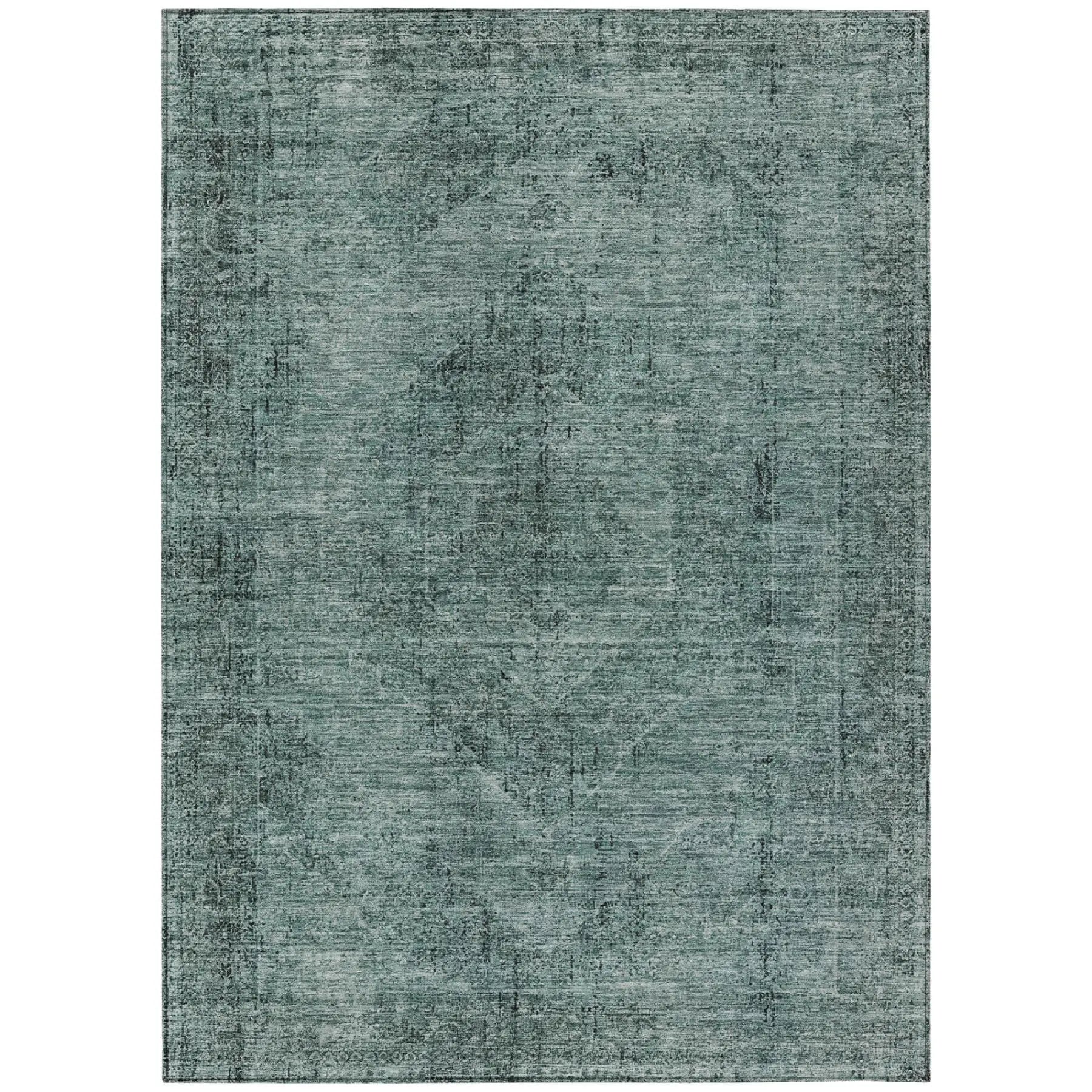 3' X 5' Teal Blue And Gray Oriental Washable Indoor Outdoor Area Rug Homeroots Outdoor