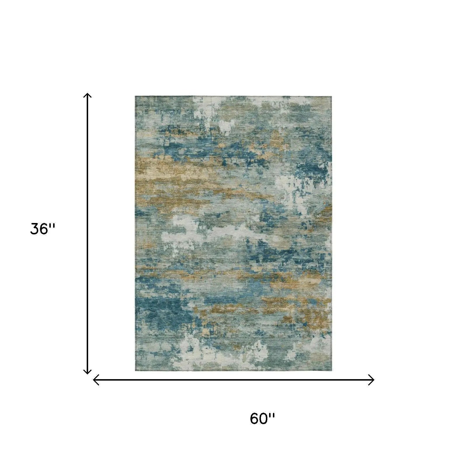 3' X 5' Teal Blue And Green Abstract Washable Indoor Outdoor Area Rug Homeroots Outdoor