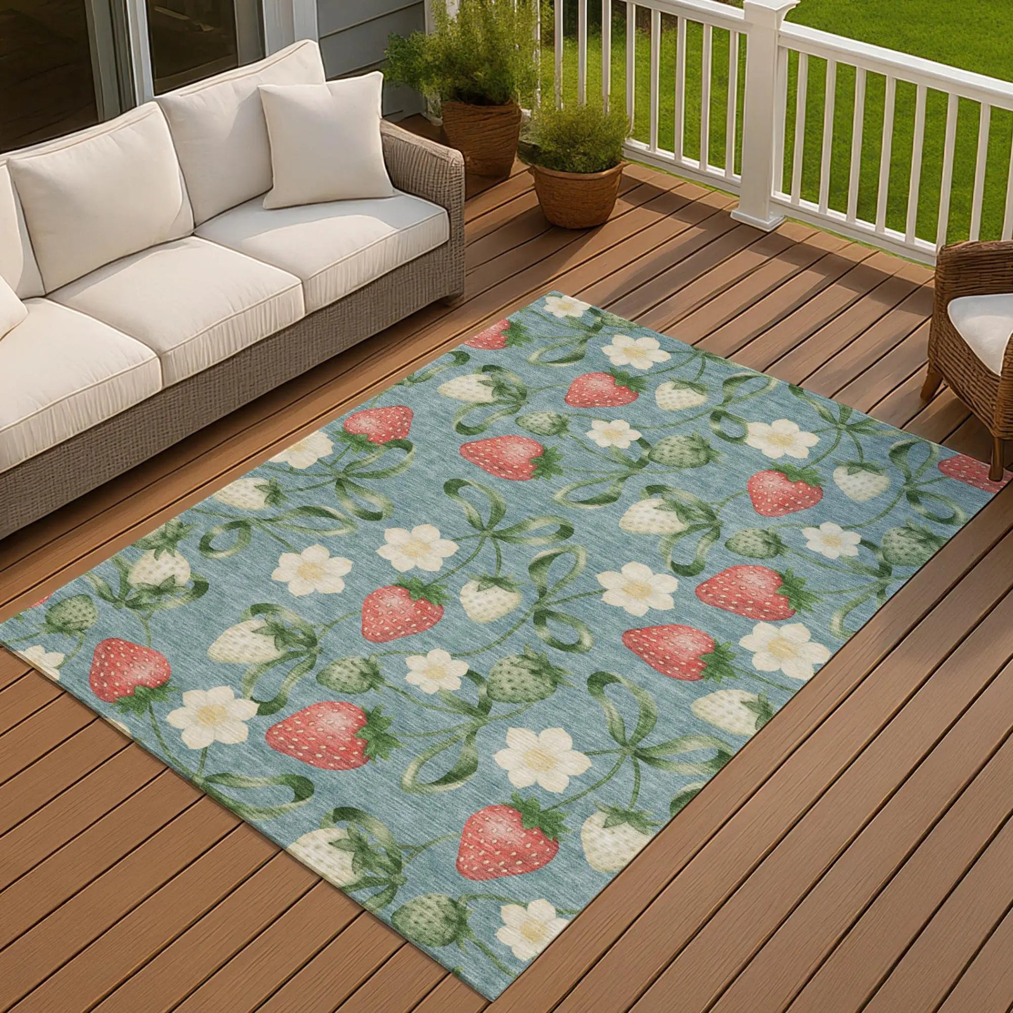 3' X 5' Teal Blue And Green Floral Washable Indoor Outdoor Area Rug Homeroots Outdoor
