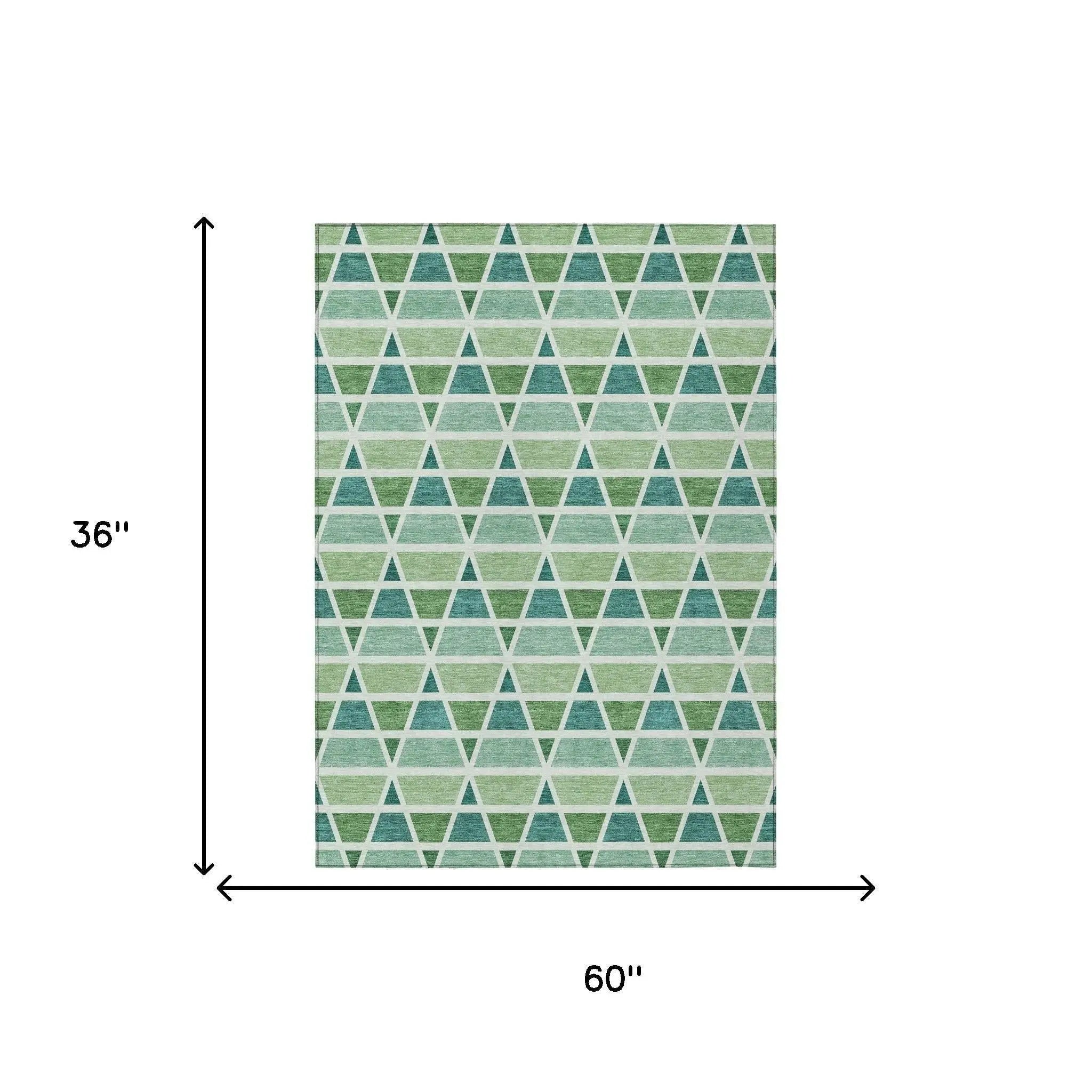 3' X 5' Teal Blue And Green Geometric Washable Indoor Outdoor Area Rug Homeroots Outdoor