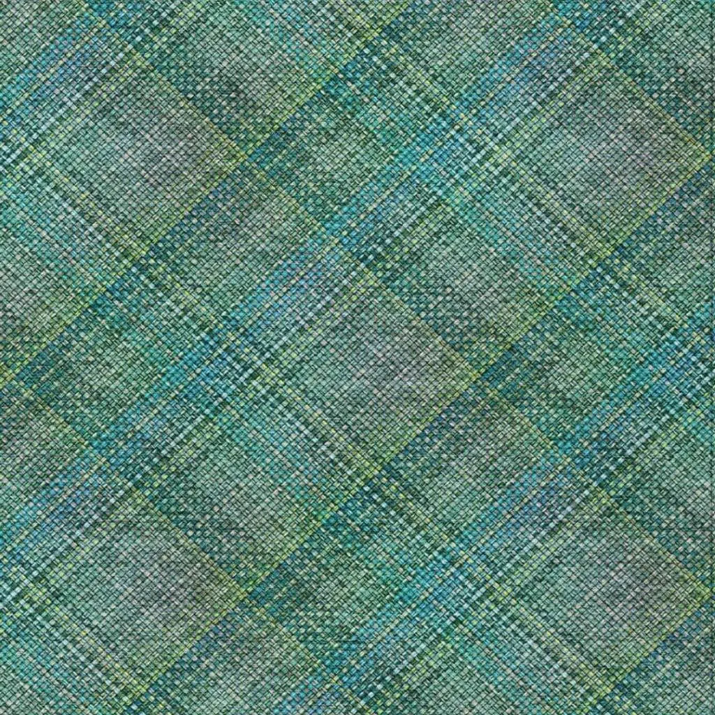 3' X 5' Teal Blue And Green Plaid Washable Indoor Outdoor Area Rug Homeroots Outdoor