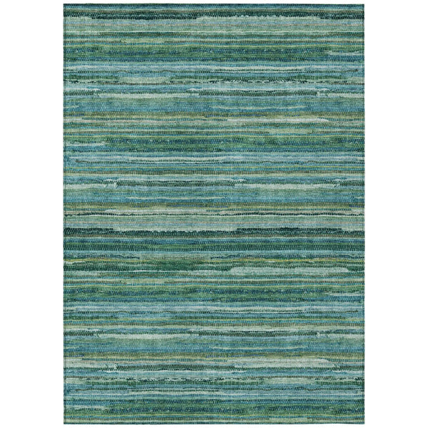 3' X 5' Teal Blue And Green Striped Washable Indoor Outdoor Area Rug Homeroots Outdoor