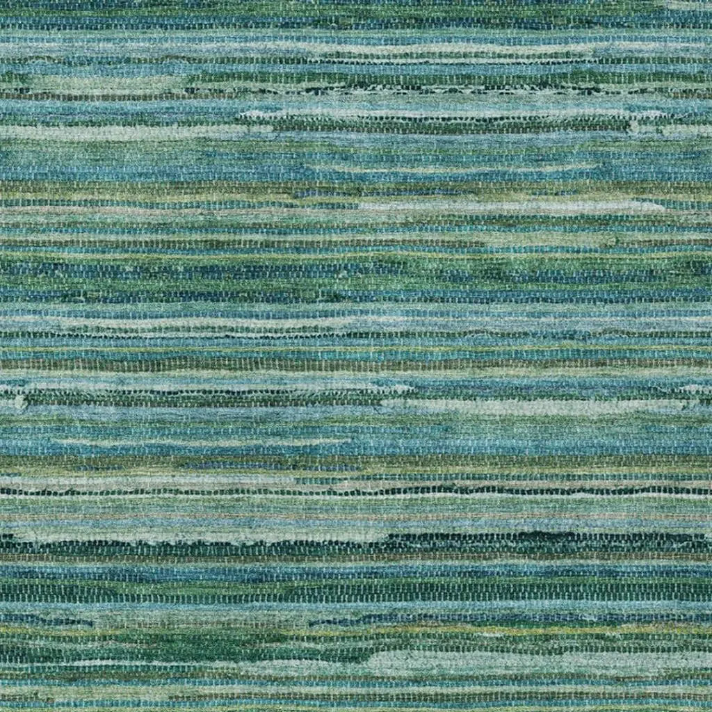 3' X 5' Teal Blue And Green Striped Washable Indoor Outdoor Area Rug Homeroots Outdoor