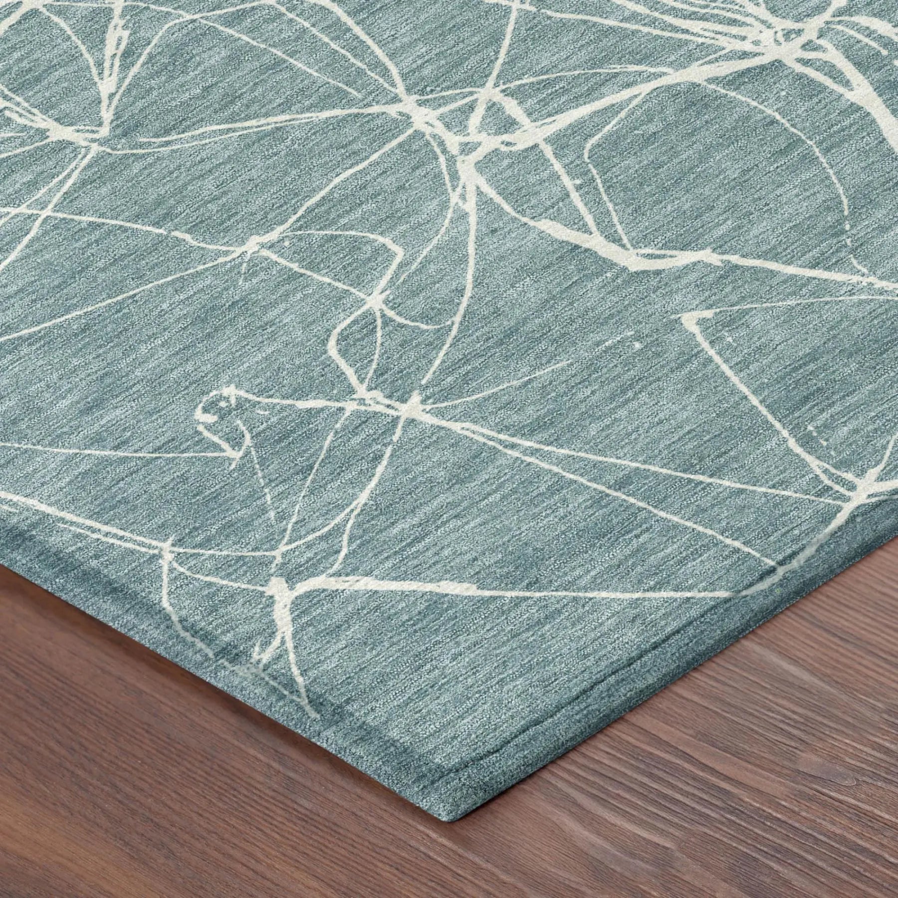 3' X 5' Teal Blue And Ivory Abstract Washable Indoor Outdoor Area Rug Homeroots Outdoor