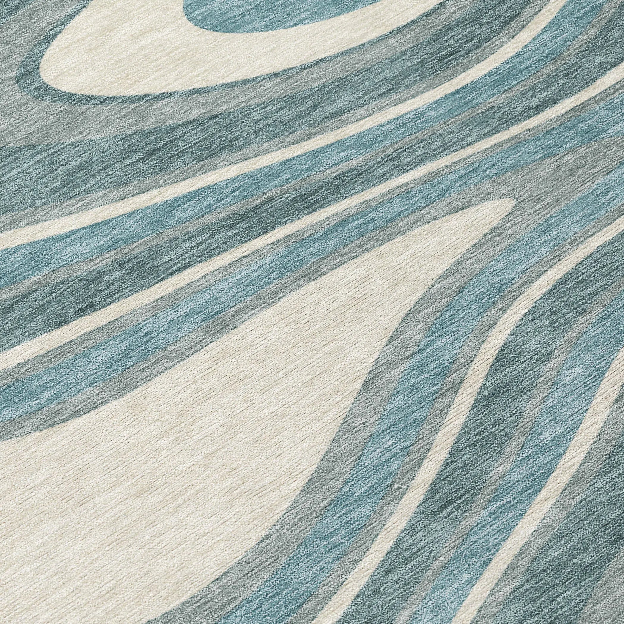 3' X 5' Teal Blue And Ivory Abstract Washable Indoor Outdoor Area Rug Homeroots Outdoor